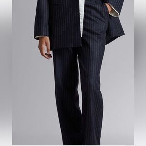 Theory Women’s Pinstripe Charcoal Gray Wool Trousers NEW